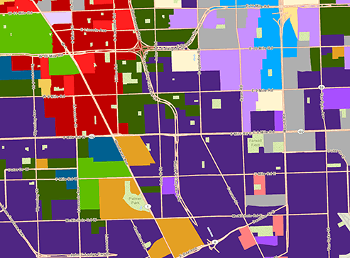 Map of PRIZM Premier segments for a US area, with neighborhoods colored by segment group