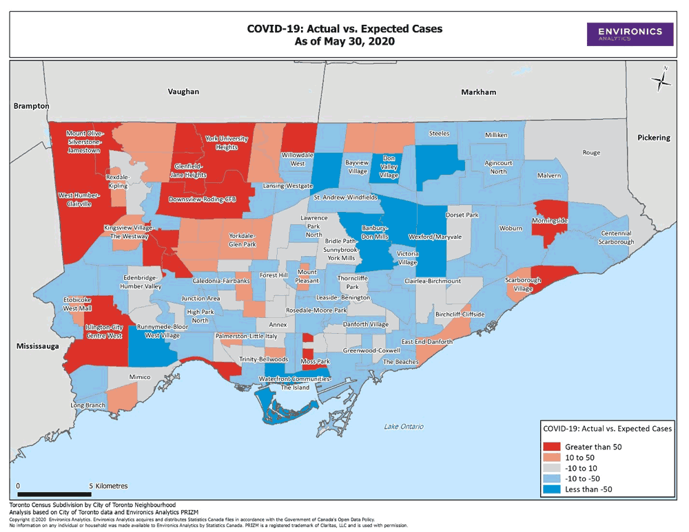 toronto-map-COVID-19-cases-actual-vs-expected-053020