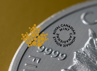 Royal Canadian Mint silver coin with Royal Canadian Mint logo in the centre of image