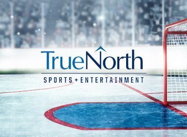 Hockey arena with True North Sports and Entertainment logo in the centre of the image