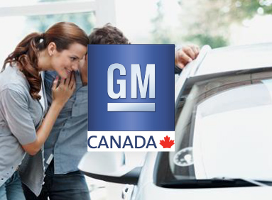 Young couple admiring new General Motors car