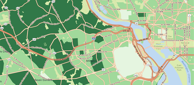 Map showing personal lines of credit data across a US area