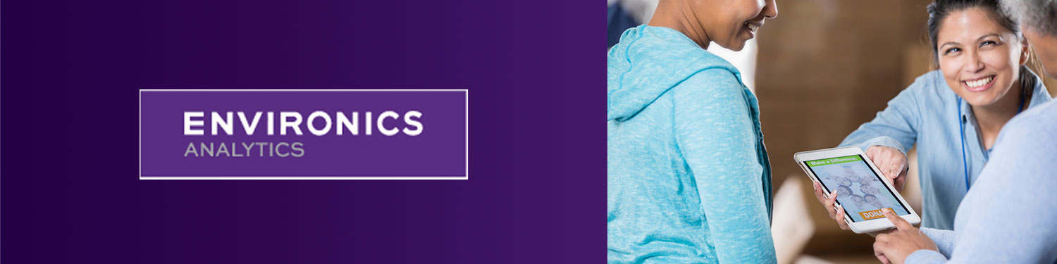 Environics Analytics logo beside a smiling person holding a tablet on a banner for a 2024 WealthScapes webinar