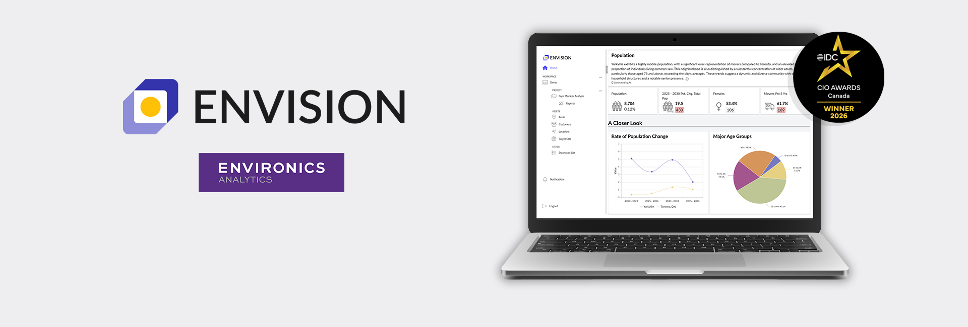 ENVISION by Environics Analytics. IDC CIO Awards Canada 2026 Winner.
