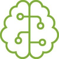 Icon of a brain with circuits
