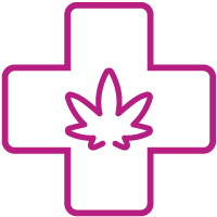 Icon of a cannabis leaf inside a medical cross