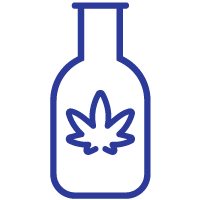 Icon of a cannabis leaf inside a bottle
