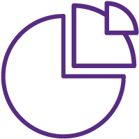 Icon of a pie chart with a slice pulled out, representing niche markets