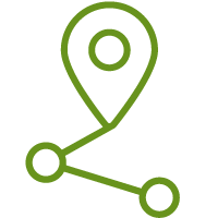 Icon of connecting dots to a location pin