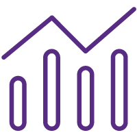 Icon of a bar graph with a trend line