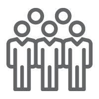 Grey line icon of a group of people