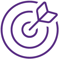 Icon of a dart hitting the bullseye of a target, representing a tailored response