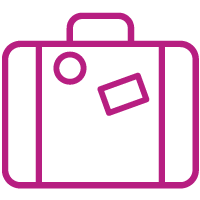 Icon of a pink suitcase representing travel trips