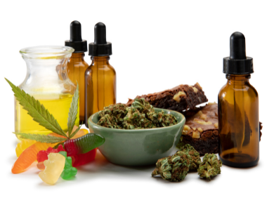 Cannabis in oil, flower, and edible product formats