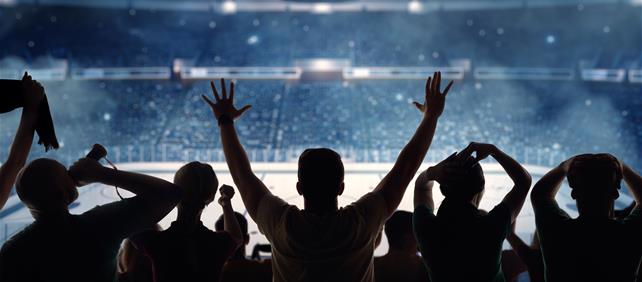 Fans celebrating at sporting event