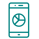 Icon of a smartphone showing a pie chart