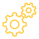 Icon of two interlocking gears representing settings or processes