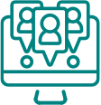 Icon of a computer monitor showing map pins and people, representing a desktop mapping tool