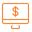 Icon of a computer monitor displaying a dollar sign, representing online finance