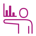 Icon of a presenter standing beside a bar chart