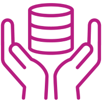 Outline icon of two hands holding a cylinder