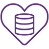 Outline icon of a cylinder inside a heart