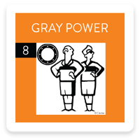 PRIZM Premier segment card 08, Gray Power, showing two illustrated older sports fans