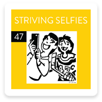 PRIZM segment card 47, Striving Selfies, showing an illustration of people taking a selfie