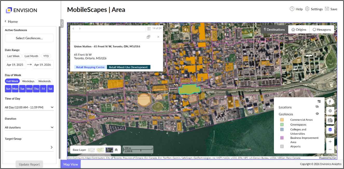 MobileScapes in ENVISION, Map View.