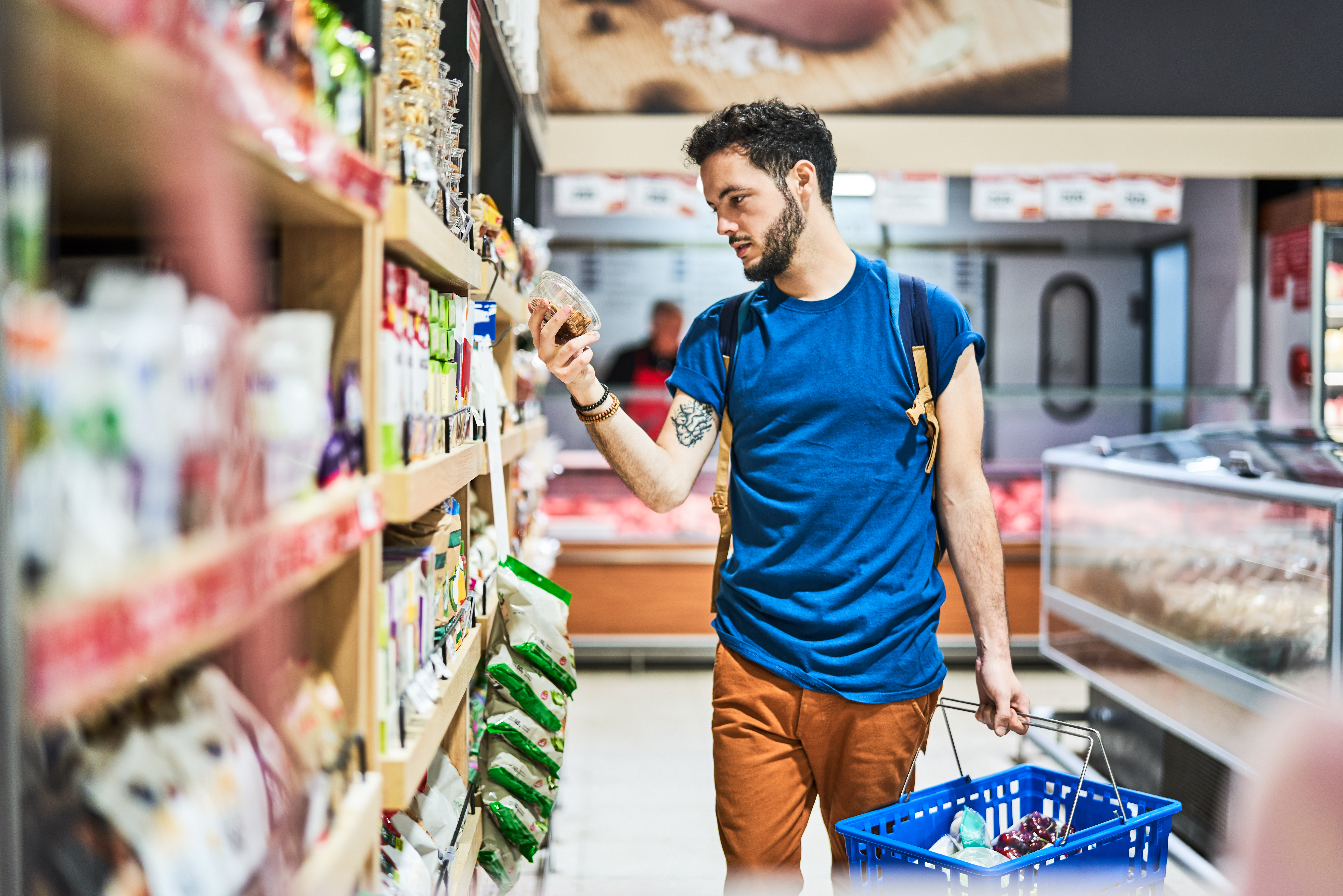 Male customer shopping at supermarket