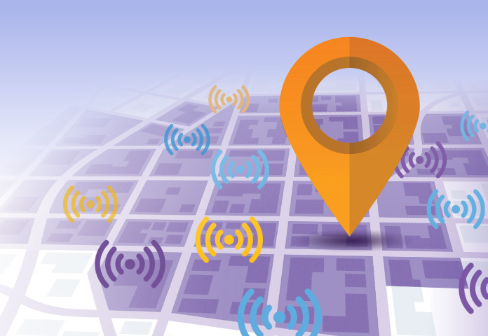 Mobile Movement Data Illustration with location and mobile ping points
