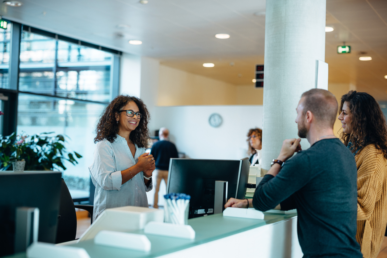 People receiving consultation at a bank
