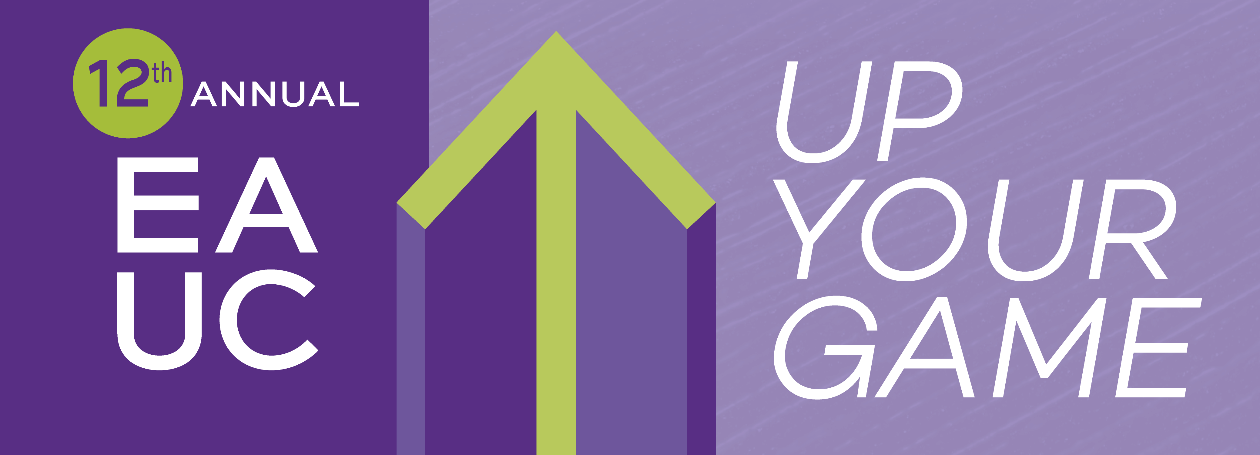 Banner for the 12th annual EAUC with the theme Up Your Game and an upward arrow