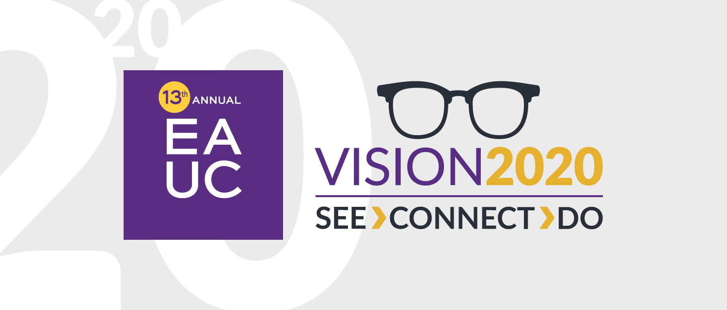 Banner for the 13th annual EAUC conference, Vision 2020: See, Connect, Do